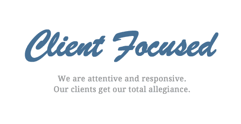 graphic with the words "client focused"